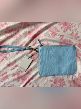 Sky Blue Textured Wristlet Clutch